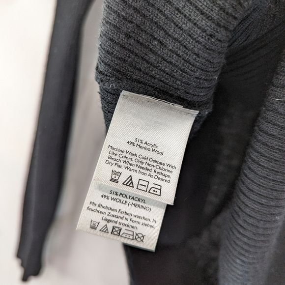 Eddie Bauer Sweater Womens Small Black Mock Turtleneck Merino Wool Travex Ribbed - Picture 9 of 10